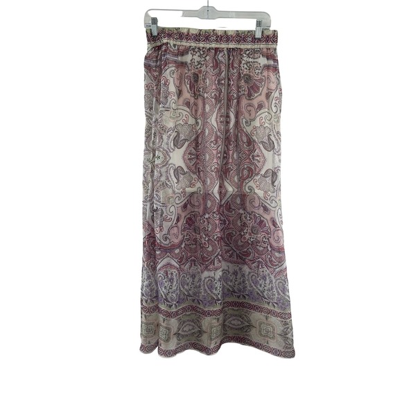 Hale Bob Dresses & Skirts - Hale Bob Skirt Womens Medium Pink Purple Ivory Silk Blend Boho Paisley Maxi